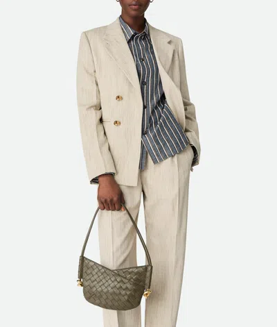 Bottega Veneta Mini Solstice Intrecciato Leather Hobo Bag In Green