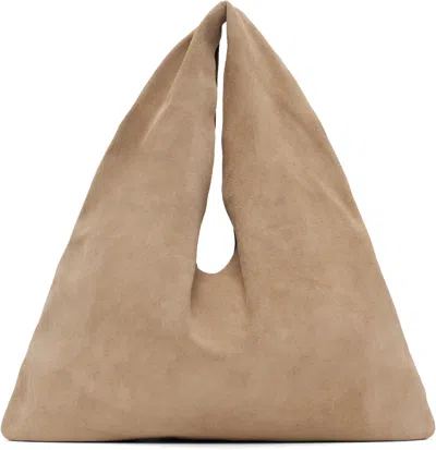 The Row Small Bindle Top-handle Bag In Plush Suede In Brown