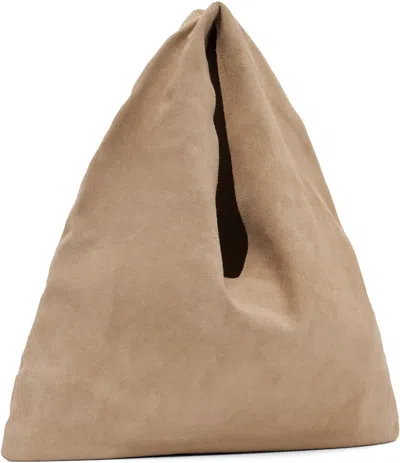 The Row Small Bindle Top-handle Bag In Plush Suede In Brown