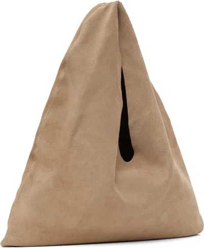 The Row Small Bindle Top-handle Bag In Plush Suede In Brown