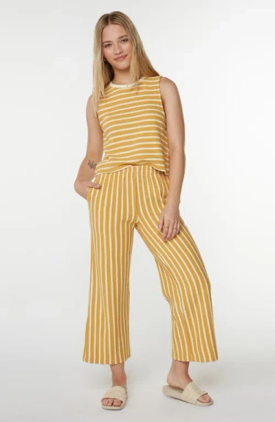 Roxy Java Stripe Cotton Terry Pants In Gold