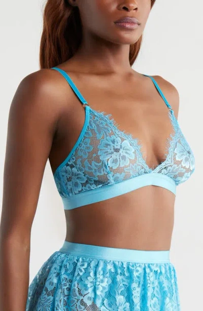 Kilo Brava Triangle Lace Bralette In Blue