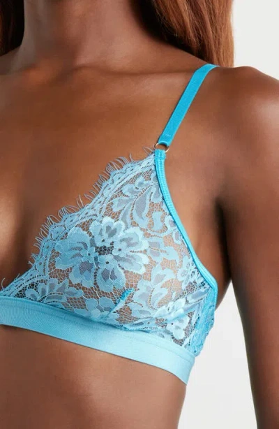 Kilo Brava Triangle Lace Bralette In Blue