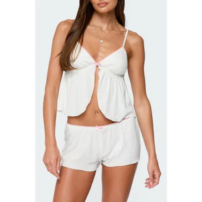 Edikted Linny Split Front Pointelle Crop Camisole In White