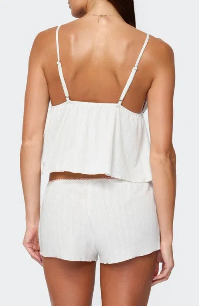 Edikted Linny Split Front Pointelle Crop Camisole In White