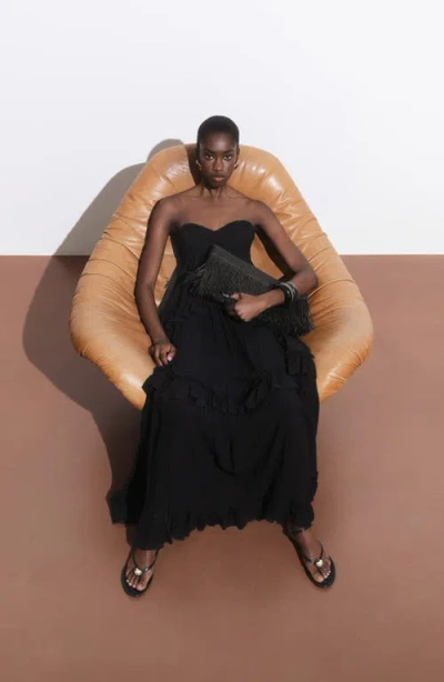 Mango Strapless Maxi-dress Black In Black