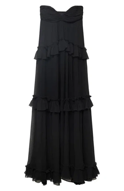 Mango Strapless Maxi-dress Black In Black