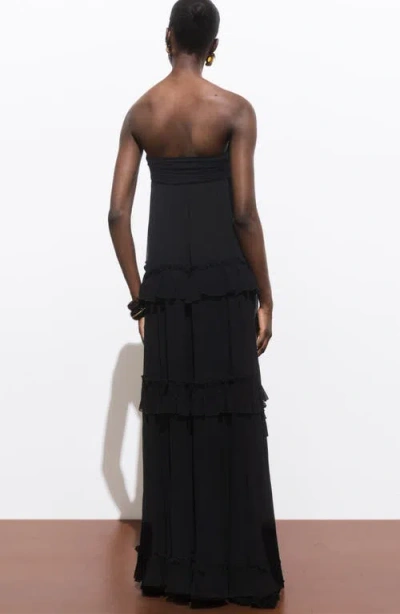 Mango Strapless Maxi-dress Black In Black