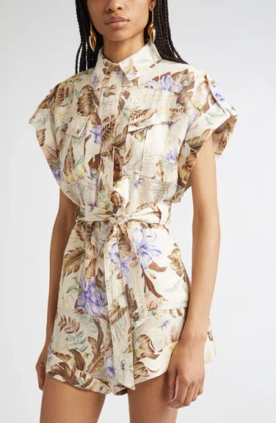 Zimmermann Floral Print Linen Jumpsuit In Multi