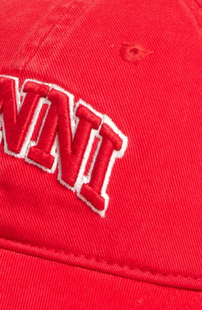 Ganni Washed Cotton Canvas Embroidered Cap