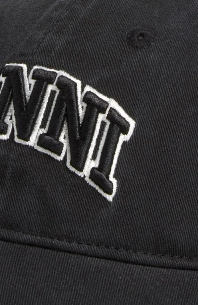 Ganni Womens Black Brand-embroidered Cotton-canvas Cap