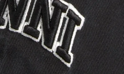 Ganni Womens Black Brand-embroidered Cotton-canvas Cap