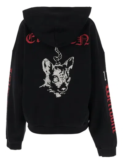 We11 Done Black Printed Zip Hoodie