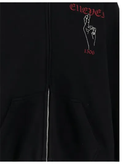 We11 Done Black Printed Zip Hoodie