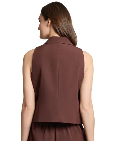 Jones New York Double-breasted Notch Collar Vest In Brown