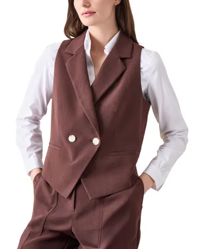Jones New York Double-breasted Notch Collar Vest In Brown