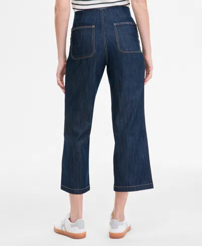 Tommy Hilfiger Women's Wide-leg No-waistband Cropped Denim Jeans In Blue