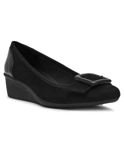 Anne Klein Women's Wyatt Buckle Wedge Pumps In Black
