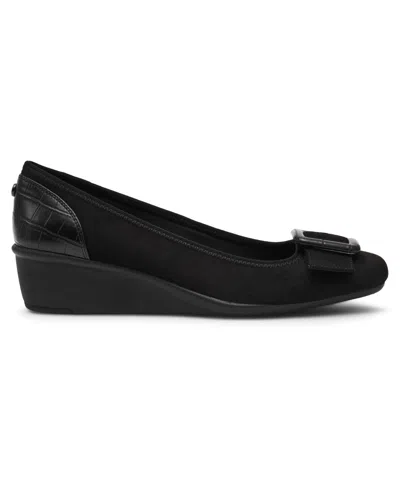 Anne Klein Women's Wyatt Buckle Wedge Pumps In Black