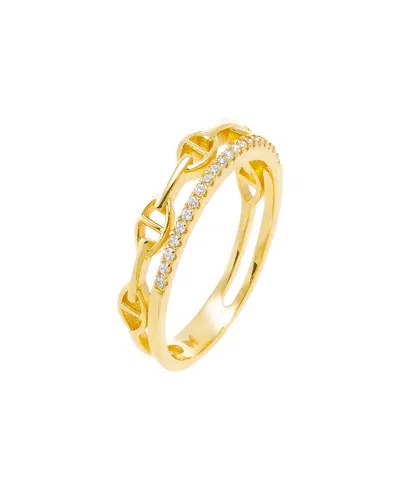 By Adina Eden Cubic Zirconia Pave X Solid Mariner Band Ring