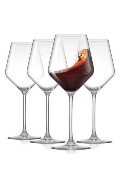 Joyjolt Layla White Set Of 4 Stemmed Red Glasses