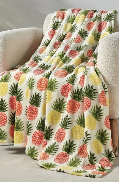 Luxury Home Tropical Pineapple Print Plush Throw Blanket