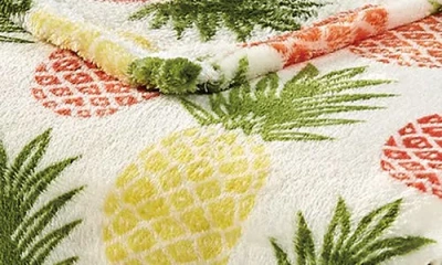 Luxury Home Tropical Pineapple Print Plush Throw Blanket