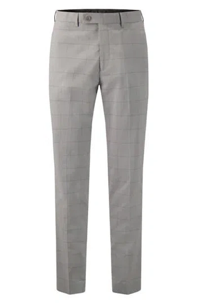 Victor Emmanuel Windowpane Dress Pants In Gray