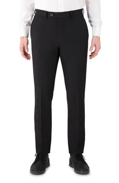 Victor Emmanuel Vince Flat Front Stretch Dress Pants In Black
