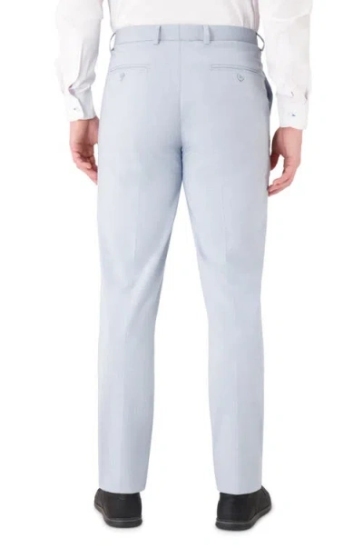 Victor Emmanuel Vince Flat Front Texture Stretch Dress Pants In Blue