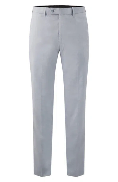 Victor Emmanuel Vince Flat Front Texture Stretch Dress Pants In Blue