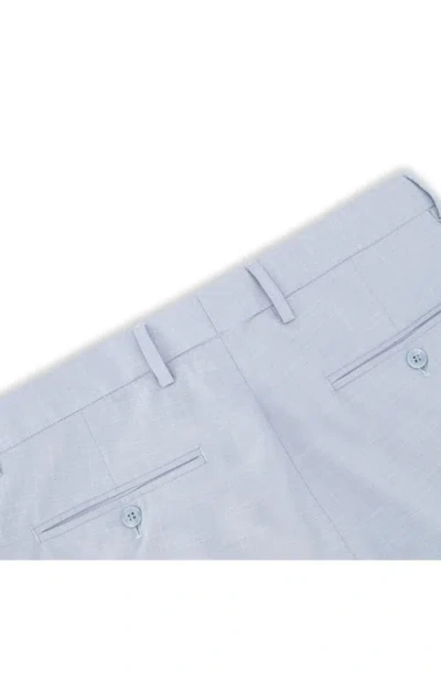 Victor Emmanuel Vince Flat Front Texture Stretch Dress Pants In Blue