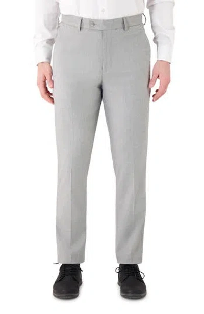 Victor Emmanuel Vince Flat Front Small Check Stretch Dress Pants In Gray