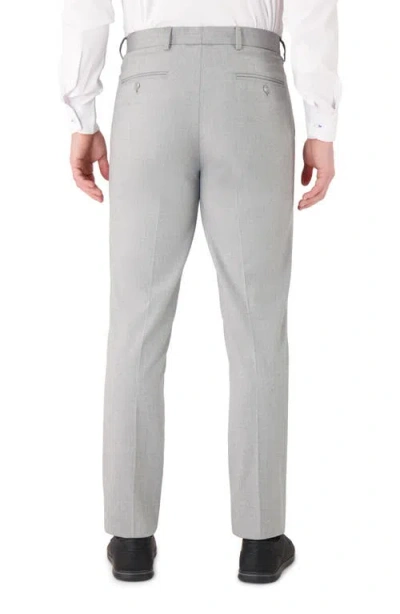 Victor Emmanuel Vince Flat Front Small Check Stretch Dress Pants In Gray