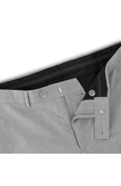 Victor Emmanuel Vince Flat Front Small Check Stretch Dress Pants In Gray