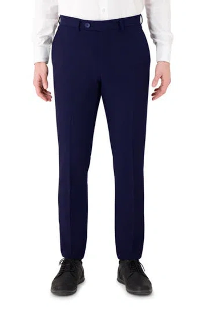 Victor Emmanuel Vince Flat Front Stretch Dress Pants In Blue