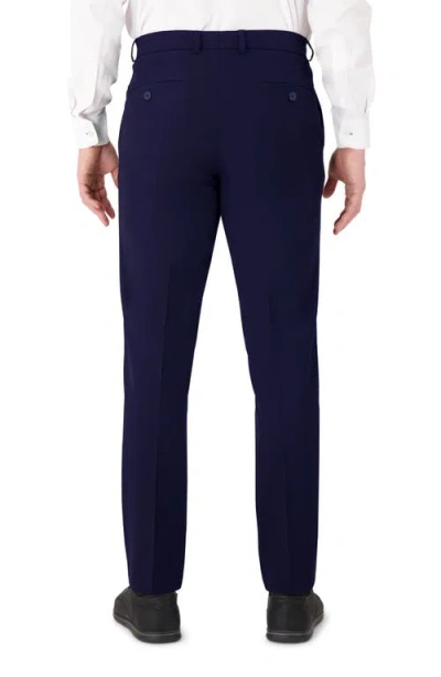 Victor Emmanuel Vince Flat Front Stretch Dress Pants In Blue