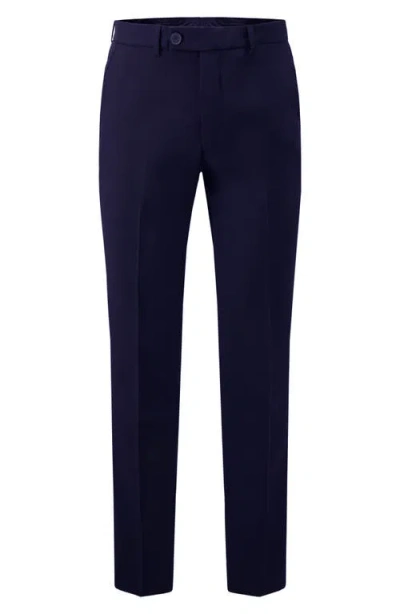 Victor Emmanuel Vince Flat Front Stretch Dress Pants In Blue