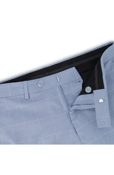 Victor Emmanuel Vince Flat Front Windowpane Check Stretch Dress Pants In Blue