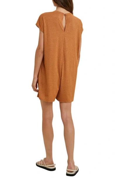 Wishlist Short Sleeve Melange Knit Romper In Orange