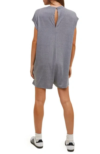 Wishlist Short Sleeve Melange Knit Romper In Blue
