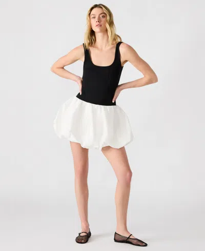 Steve Madden Linnea Mixed Media Bubble Hem Cotton Minidress In Black