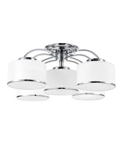 Cwi Lighting Frosted 5 Light Drum Shade Flush Mount With Chrome Finish