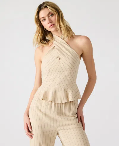 Steve Madden Kosta Peplum Halter Top In Neutral