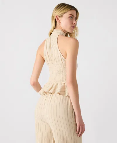 Steve Madden Kosta Peplum Halter Top In Neutral