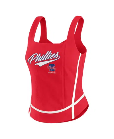 Wear By Erin Andrews Women's Red Philadelphia Phillies Square Neck Tank Top In Red