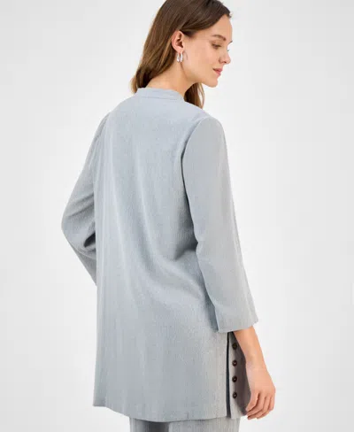 Kasper Women's 3/4-sleeve Open-front Cardigan In Gray