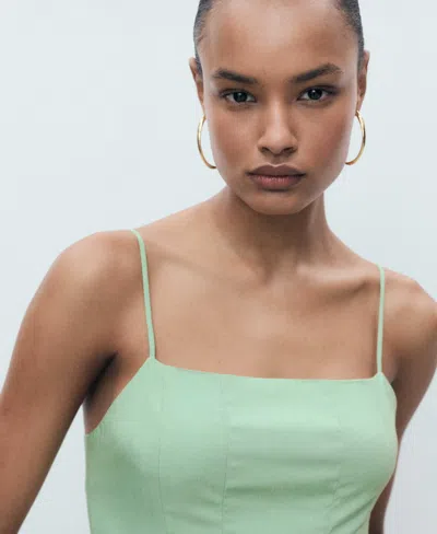 Mango Midi Dress With Darts Mint Green In Green