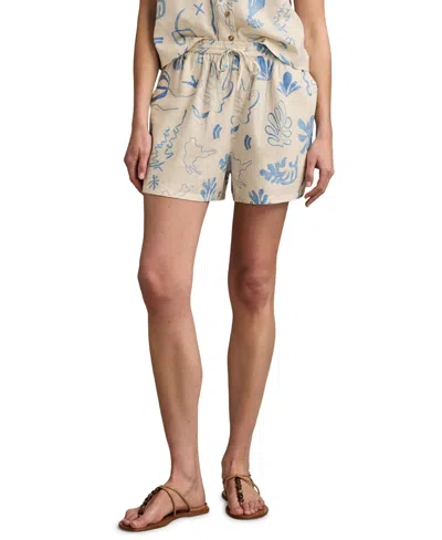 Lucky Brand The Beach Linen Blend Drawstring Shorts In Neutral