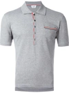 Thom Browne Short Sleeve Polo Shirt In Light Grey Pique In Grey